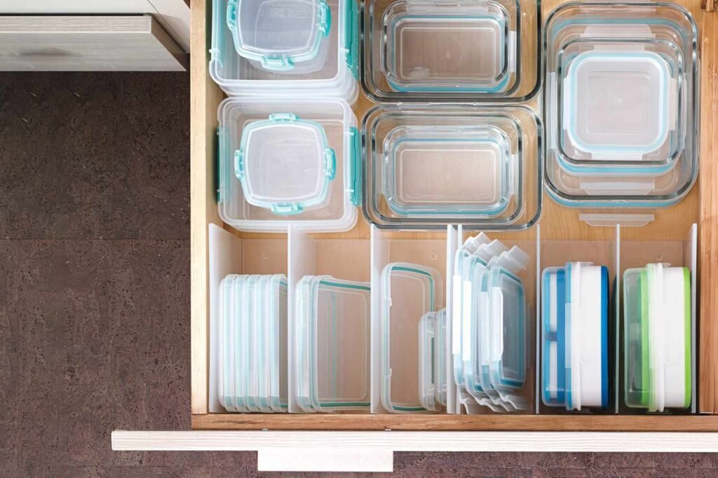 Organized Kitchen with Plastic and Glassware